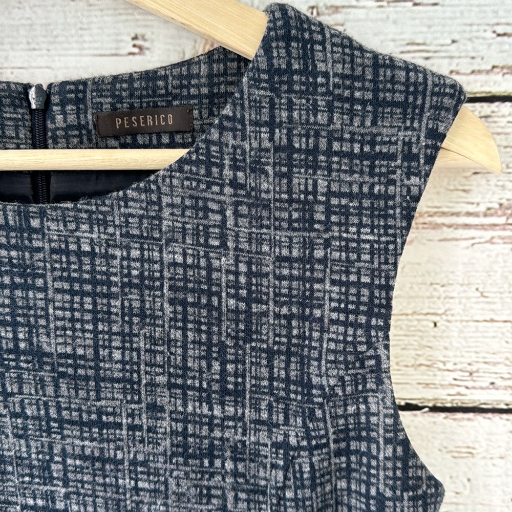 Peserico Navy and Gray Sleeveless Dress, Size 42